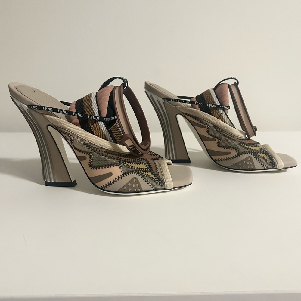 Beautiful Authentic Fendi Neoprene FFreedom Open Toe Sandals. Lightly Worn